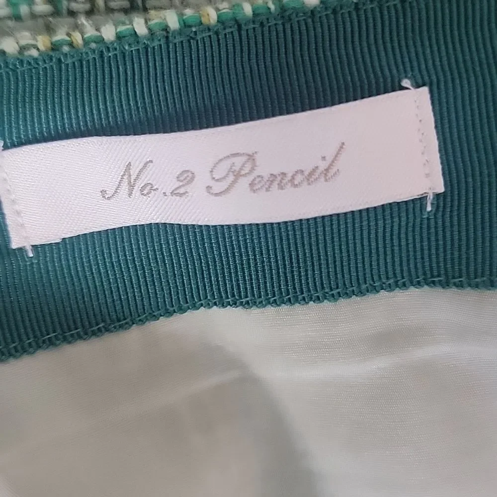 J. Crew Green Tweed Mini Pencil Mini Skirt Womens Size 10